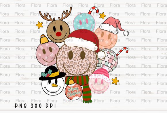 Download Smiley Face Leopard Retro Christmas PNG - Retro Collection