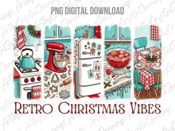 Download Retro Christmas Kitchen Brushstroke PNG - Retro Collection