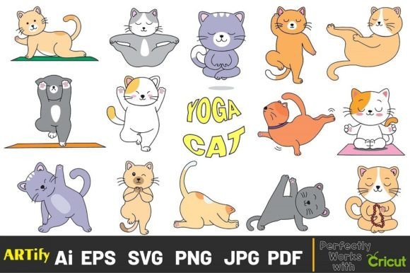 Download Funny Cat Doing Yoga, Yoga Cat Clip Art - Premium Resources