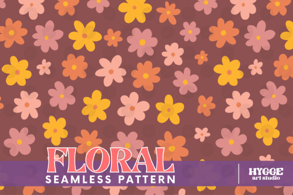 Download Retro Flowers Seamless Pattern Paper PNG - Retro Collection