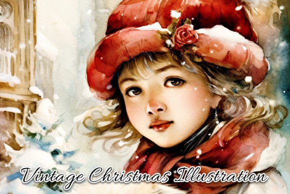 Download Vintage Christmas Card Illustration VII - Vintage christmas card Collection