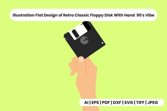Download Retro Classic Floppy Disk with Hand  90s - Retro Collection