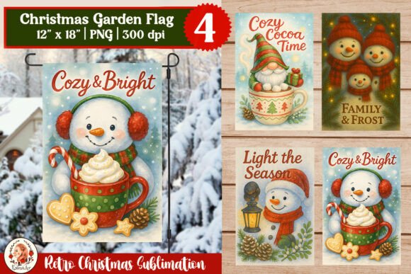 Download Retro Christmas Garden Flag Sublimation - Retro Collection