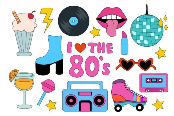 Download Set of 80s Retro Elements - Retro Collection