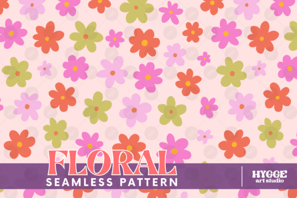Download Retro Flowers Seamless Pattern Paper PNG - Retro Collection
