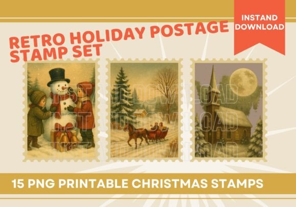 Download Retro Holiday Postage Stamp Set - Retro Collection