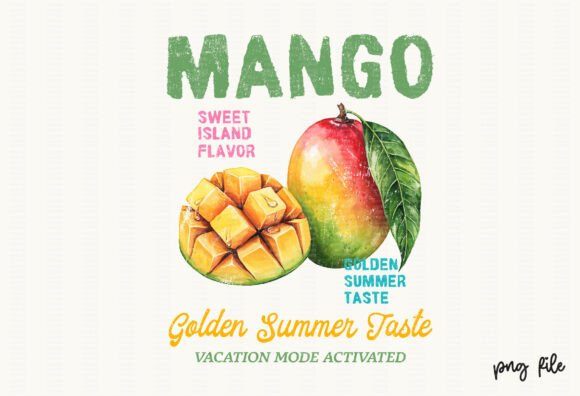 Download Tropical Fruit PNG Retro Summer Mango - Retro Collection