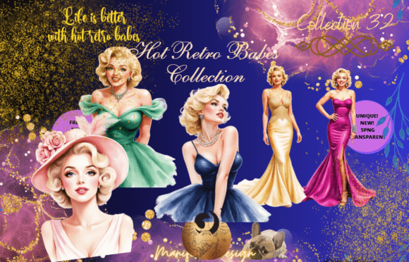 Download HOT RETRO BABES CLIPART Collection 32 - Retro Collection