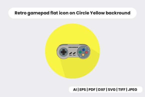 Download Retro Gamepad Flat Icon on Circle - Retro Collection