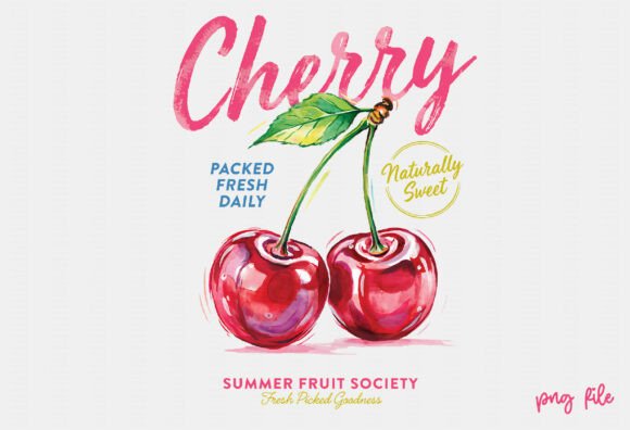 Download Summer Cherry Retro Vintage Fruit PNG - Retro Collection