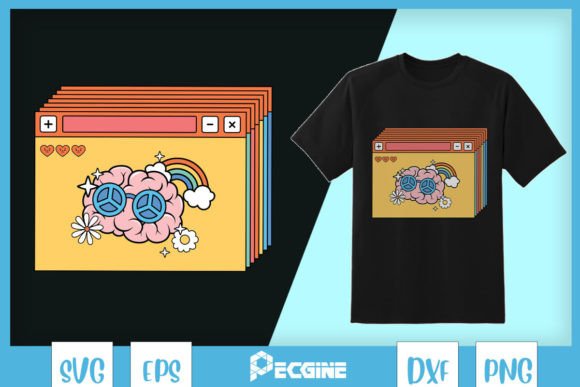 Download Peaceful Brain Retro Music SVG - Retro Collection