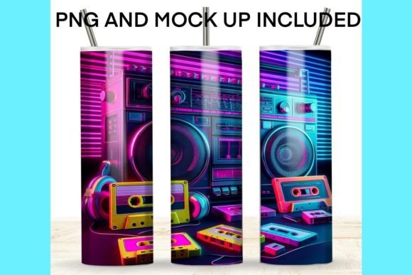 Download 1980s Retro Neon Stereo Boombox - Retro Collection