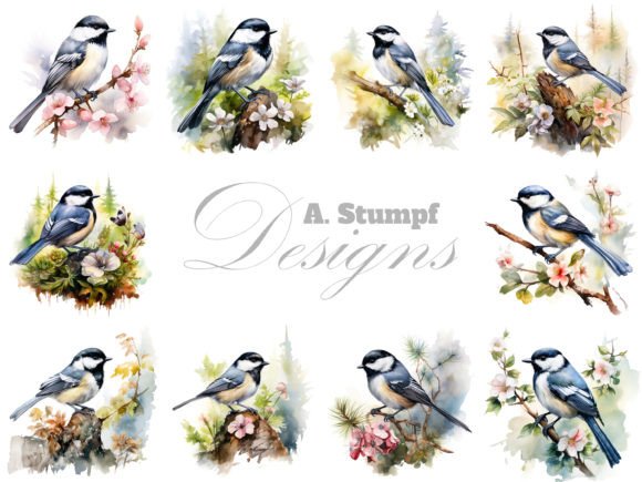 Download Coal Tit Bird Clipart Watercolor Set - Premium Resources