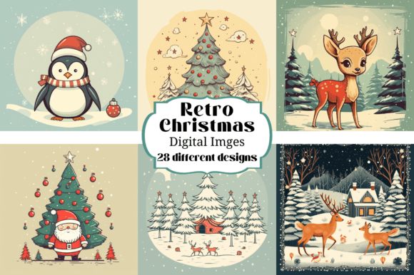 Download 28 Retro Christmas Greeting Card Images - Retro Collection